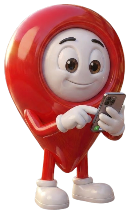 Boost Your Maps mascot looking for a local business on a phone
